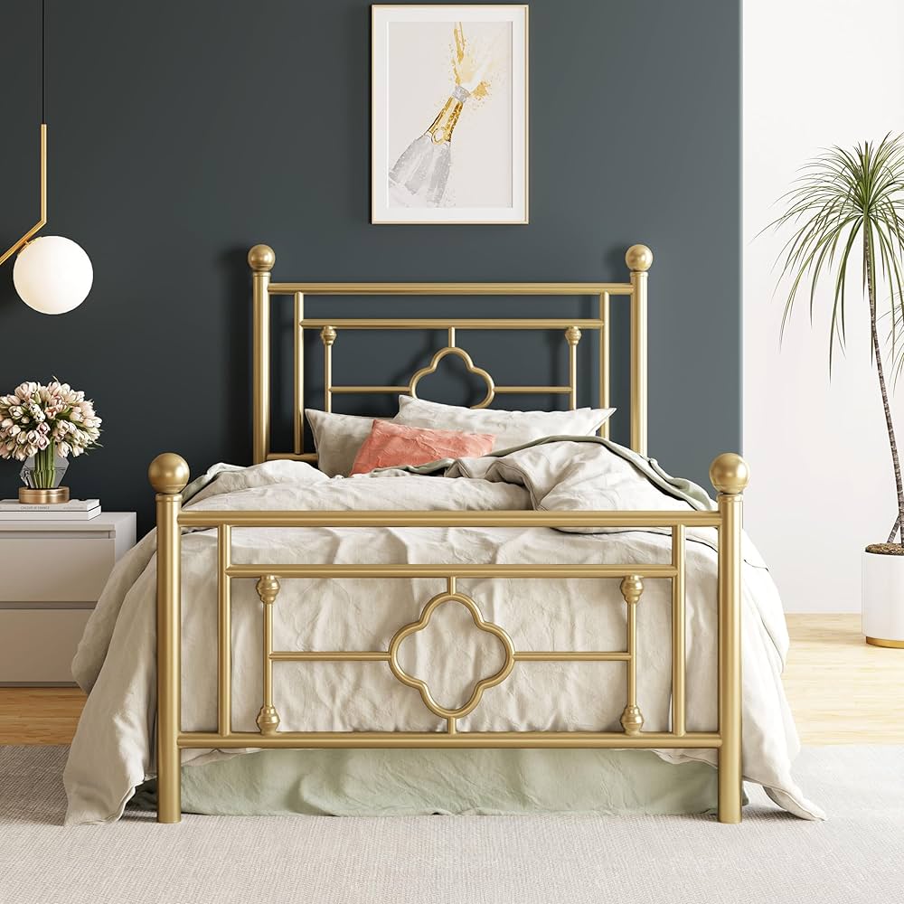 brass metal frame california bed